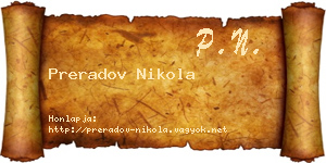 Preradov Nikola névjegykártya